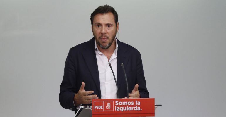 El portavoz de la ejecutiva del PSOE, Óscar Puente, durante una rueda de prensa el pasado lunes