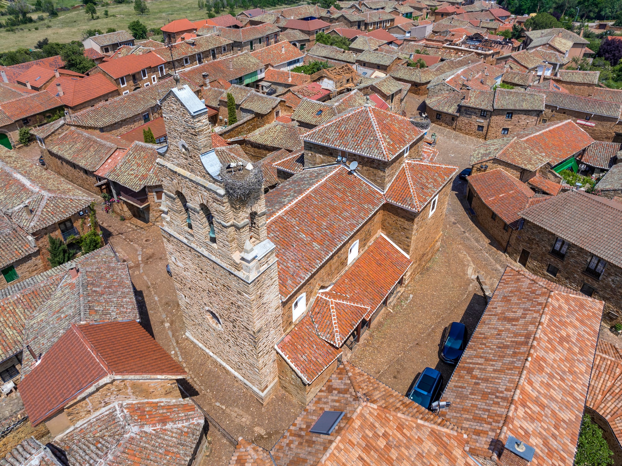 Vista aérea de Castrillo de los Polvazares (León).