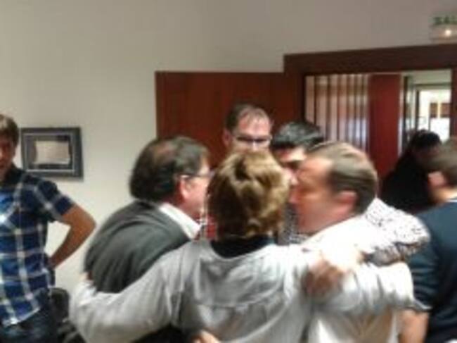 Del Amo celebra con su equipo la victoria