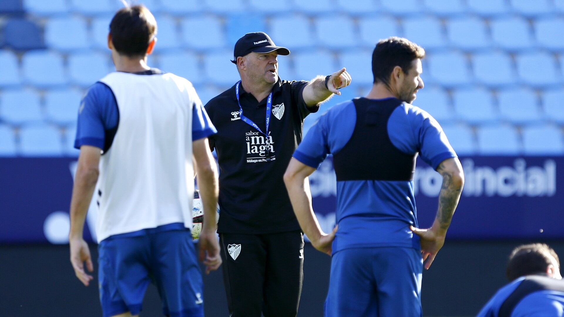 Pepe Mel, en el entrenamiento del Málaga del jueves
