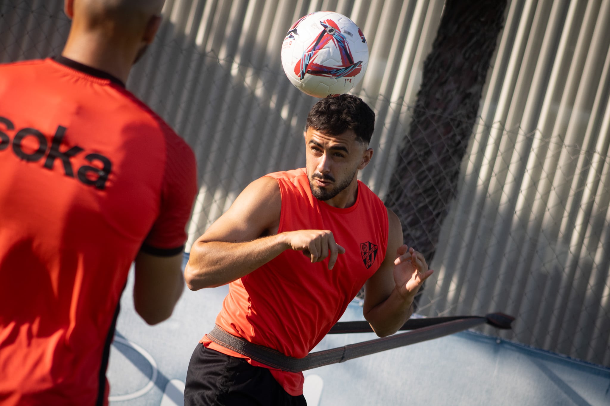 Rubén Pulido durante un entrenamiento de la SD Huesca