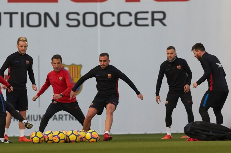 El Barcelona, en el entrenamiento previo al partido contra el Leganés del pasado sábado