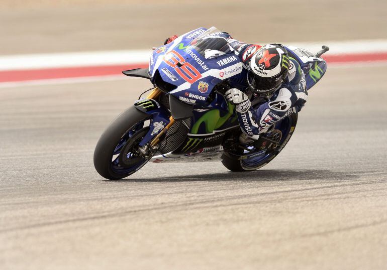 PBX20. Austin (United States), 09/04/2016.- Spanish MotoGP rider Jorge Lorenzo of the Movistar Yamaha MotoGP Team in action during qualifying at the Motorcycling Grand Prix of the Americas at the Circuit of the Americas racetrack in Austin, Texas, USA 09