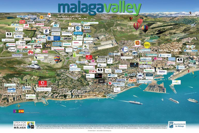 Imagen alusiva al Málaga Valley en la página web municipal Open for buniness