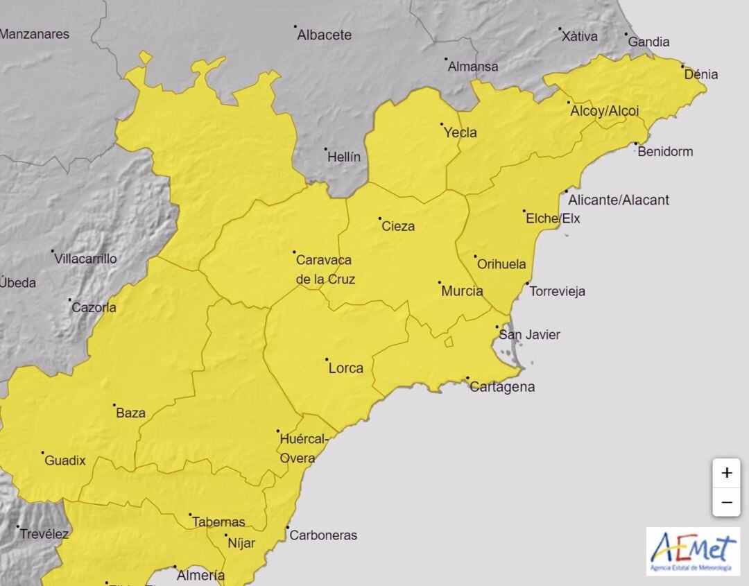 Meteorología advierte de lluvias torrenciales en toda la Región para el domingo