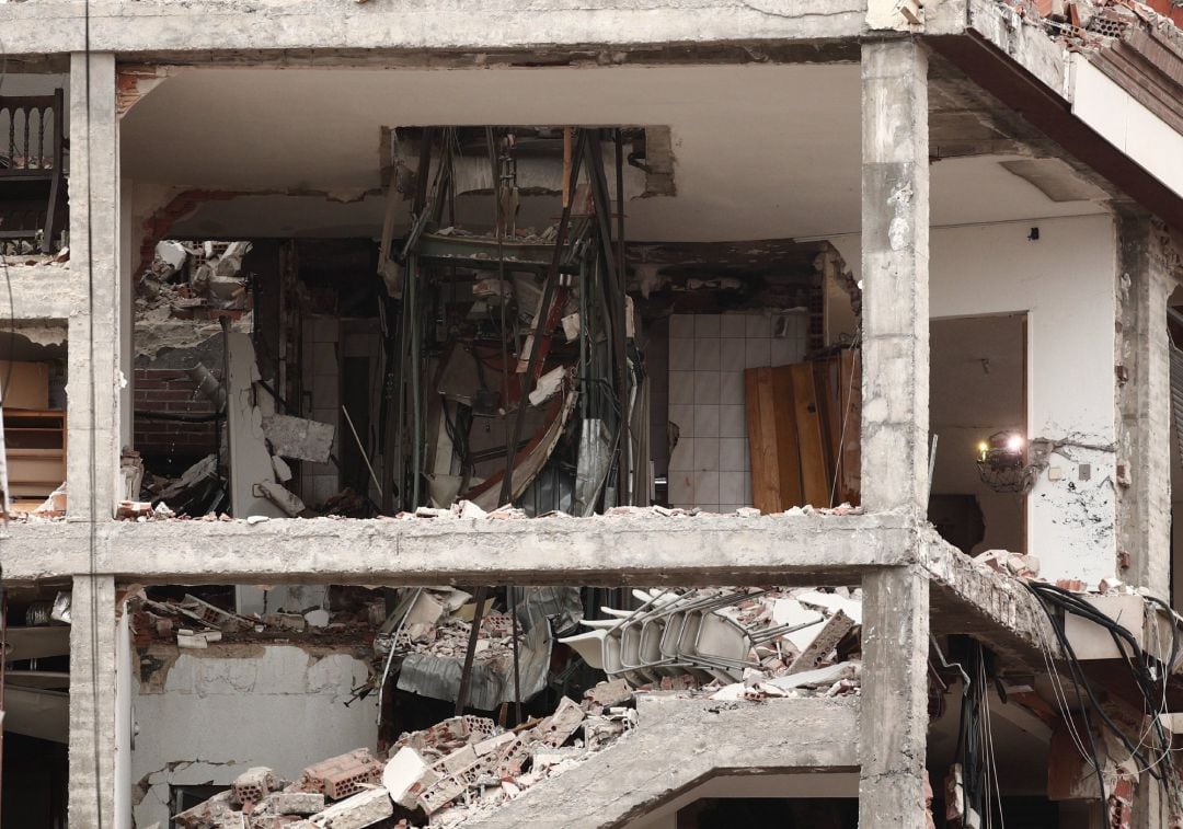 Estructura del edificio tras la explosión del miércoles en la calle Toledo, en Madrid.