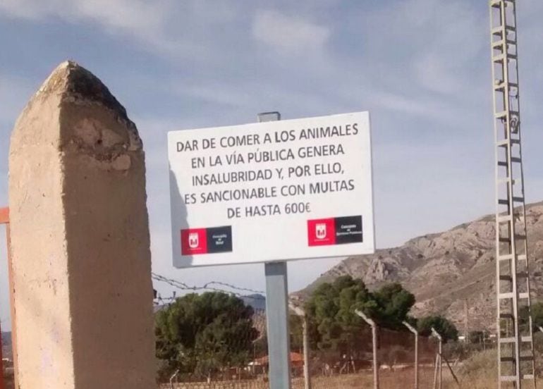 Cartel en el ayuntamiento de Elda