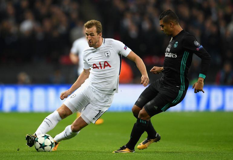 Harry Kane, en un partido de Champions ante el Real Madrid.