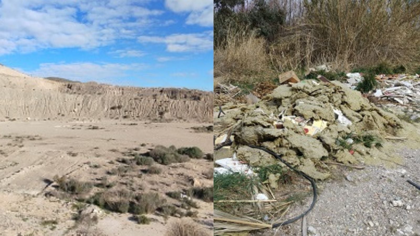 Antes y después de la limpieza en algunos vertederos de Lorca