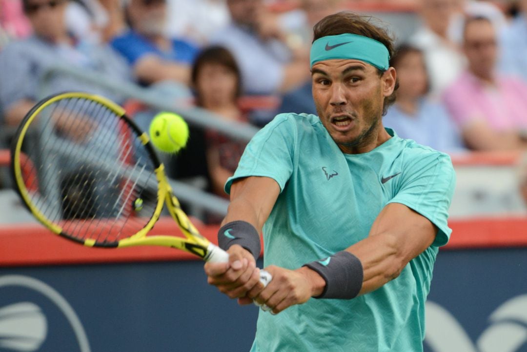 Nadal durante el partido contra Fabio Fognini en Montreal.