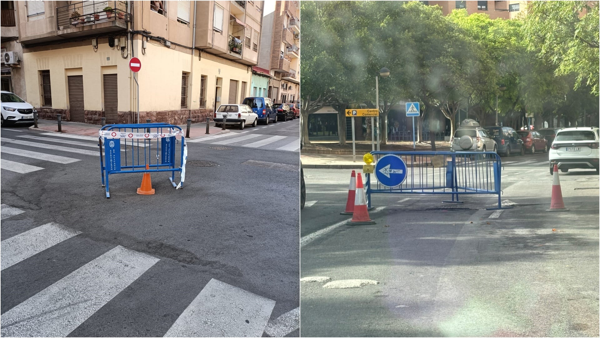 Montaje con los socavones de las calles Polux y García Sellés