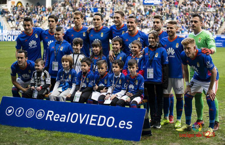 Once titular del Real Oviedo en un partido de liga disputado en el Carlos Tartiere.