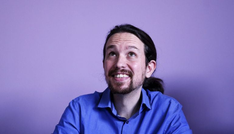El líder de Podemos, Pablo Iglesias, durante una rueda de prensa