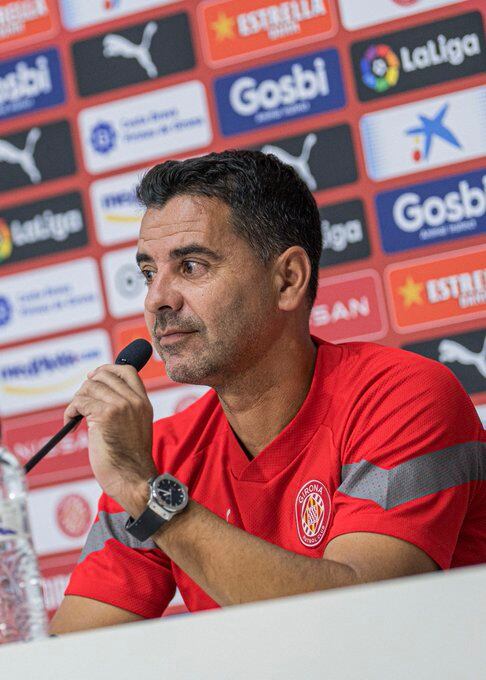 Míchel Sánchez, a la roda de premsa a Montilivi.