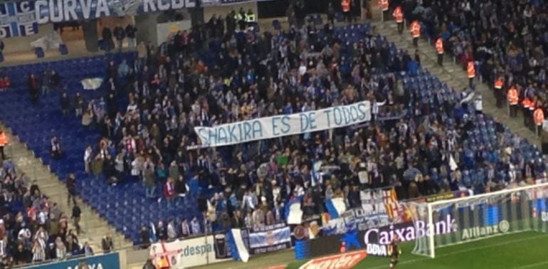 Una de las pancartas que se mostraron en el Espanyol - Barcelona de Copa.