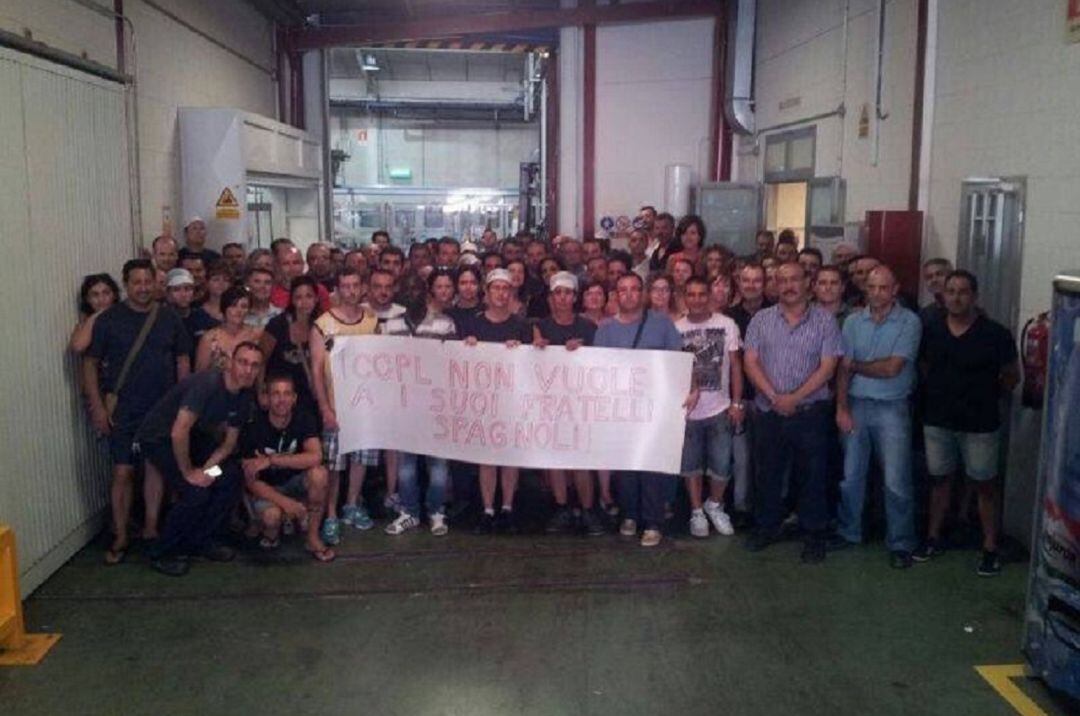 Imagen de las protestas de los trabajadores de Coopbox Hispania en Lorca durante las protestas de 2013