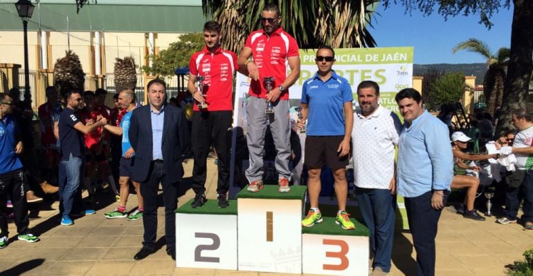 Tres de los ganadores del Duatlón de Marmolejo en su edición de 2015.