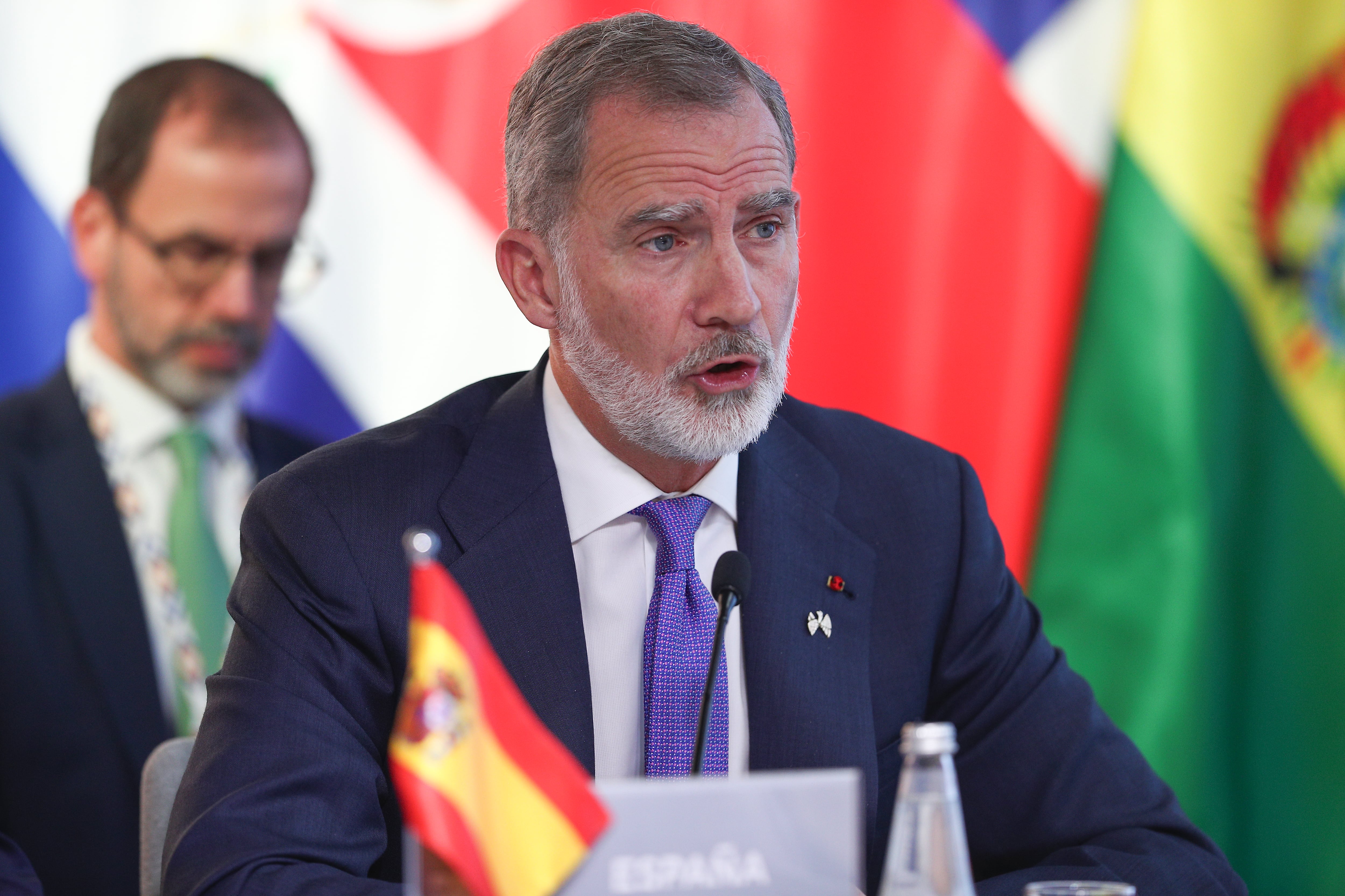 El rey Felipe VI en la sesión plenaria de la XXIX Cumbre Iberoamericana en el museo Pumapungo en Cuenca (Ecuador)