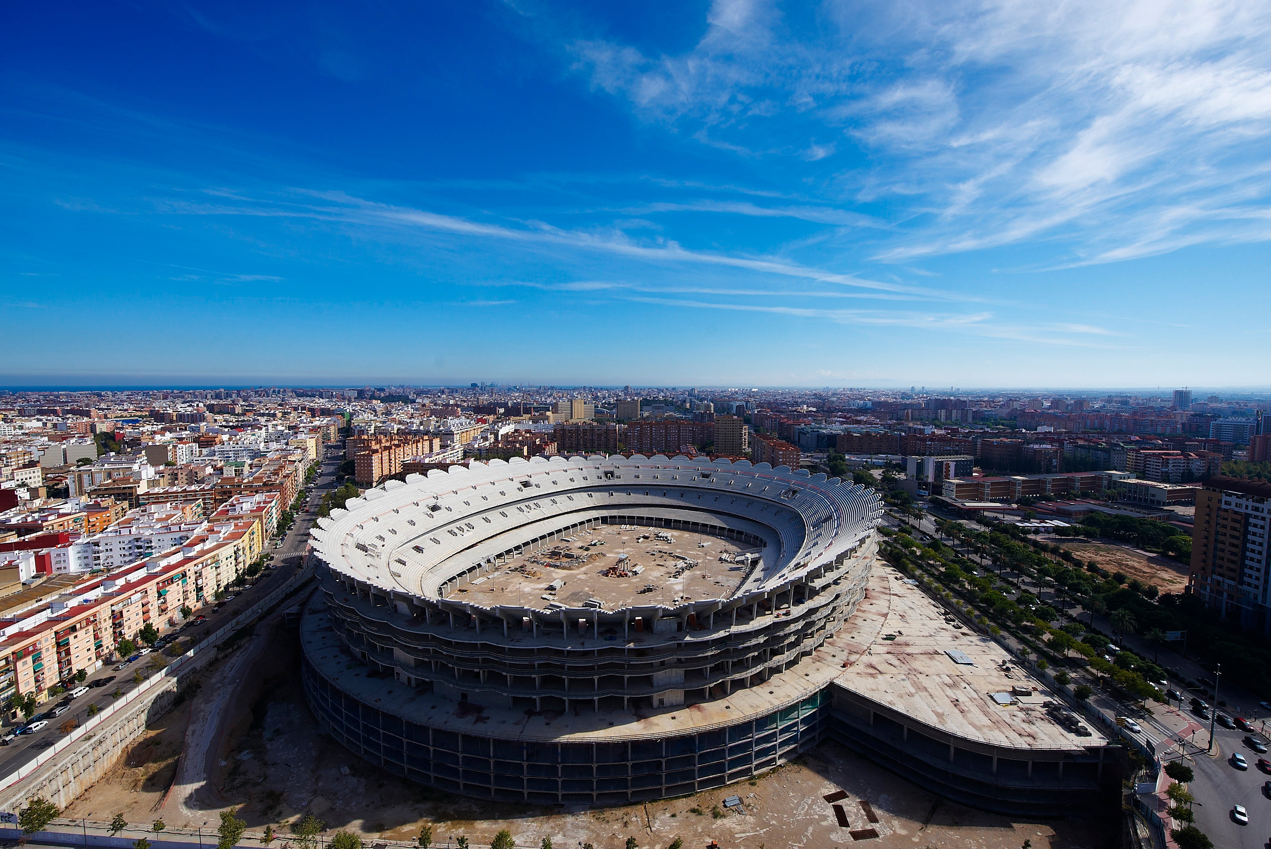 Vista aérea de las obras del Nou Mestalla en una imagen de archivo.