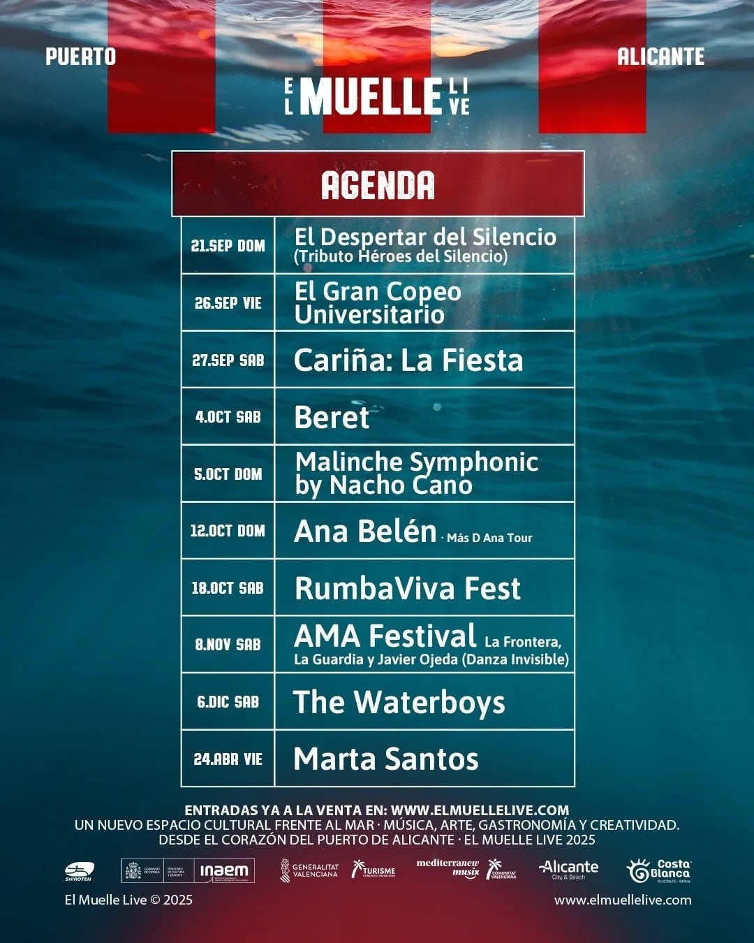Cartel Muelle Live en Alicante