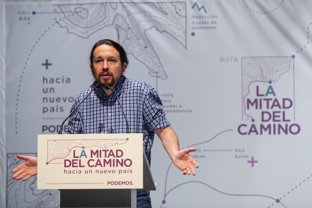 El secretario general de Podemos, Pablo Iglesias, en un acto en Andalucía 
 