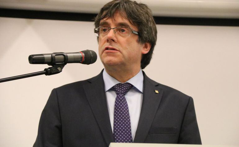 Carles Puigdemont durante un acto en la ciudad belga de Gant