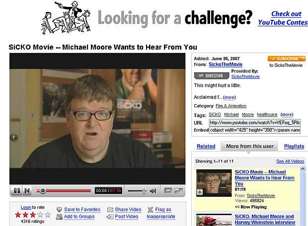 El cineasta estadounidense ha creado un grupo para posibilitar a los internautas que manden vídeos denunciando el sistema sanitario de EE UU