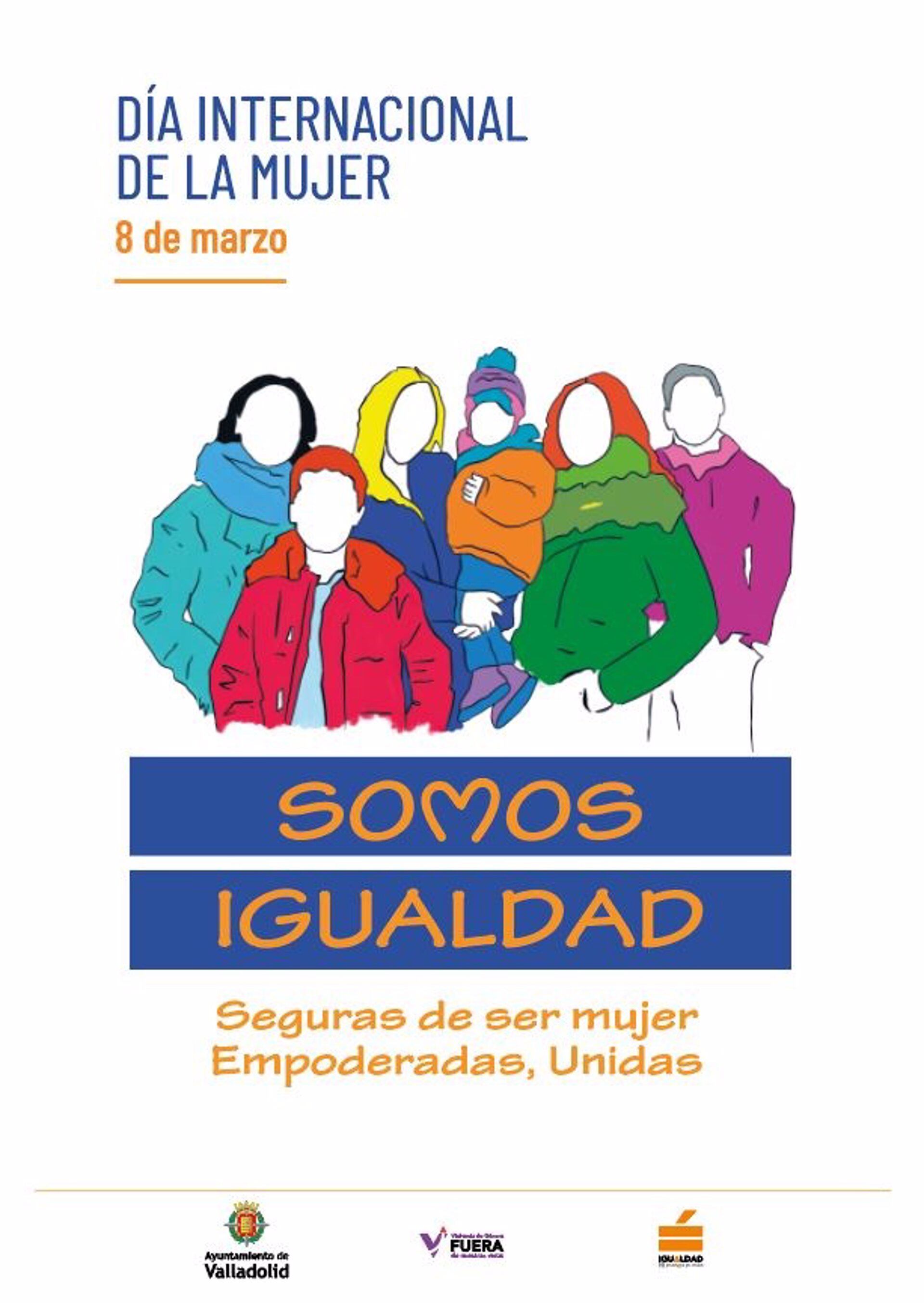 Cartel del Ayuntamiento de Valladolid con el lema del 8 de marzo, &#039;Somos Iguladad&#039;