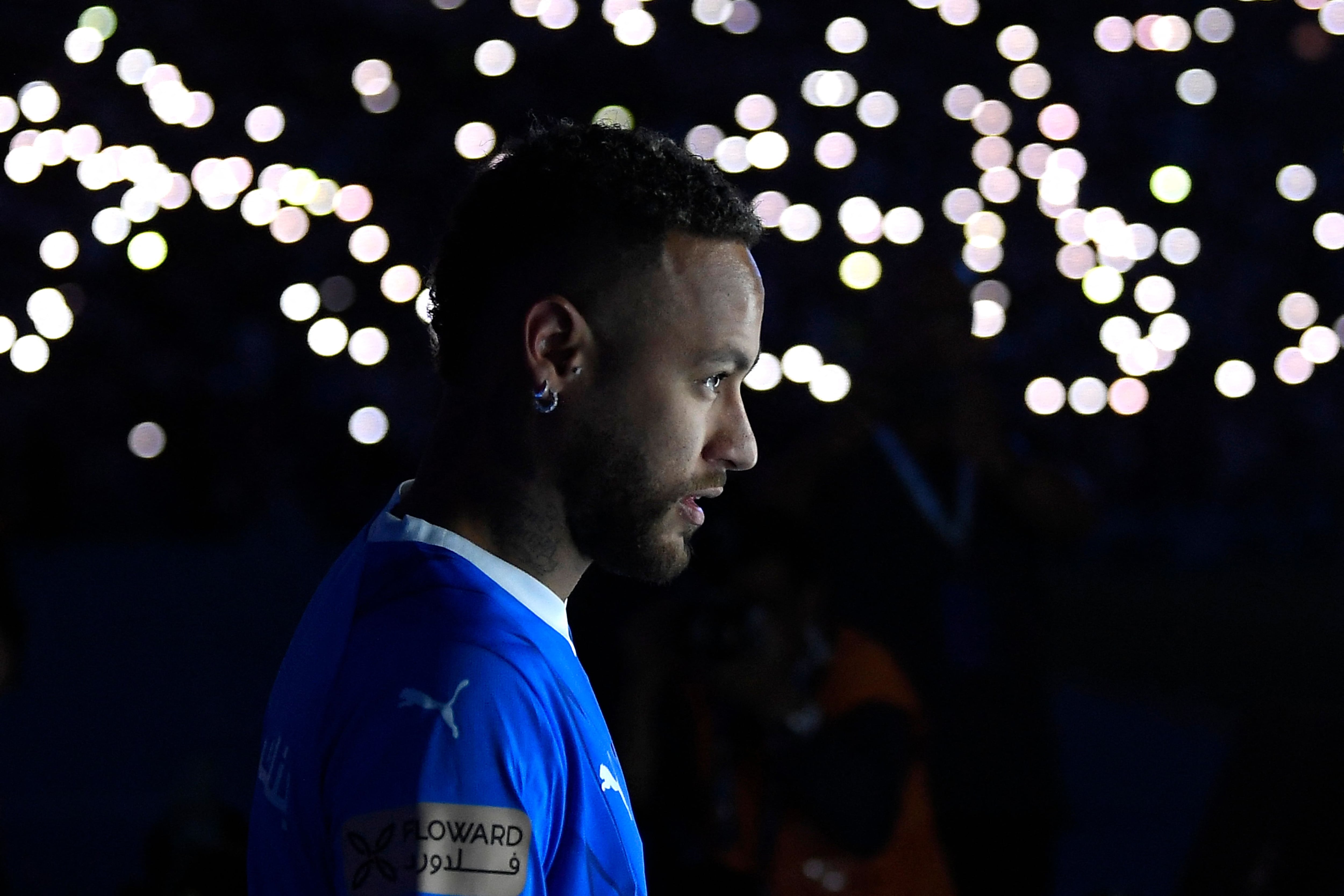 Neymar, durante su presentación con el Al-Hilal de Arabia Saudí (Photo by -/AFP via Getty Images)