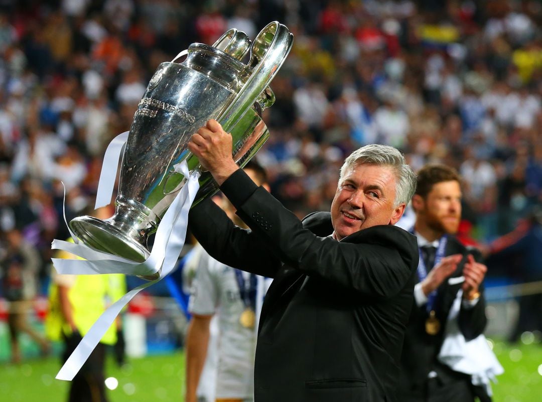 Ancelotti celebra la victoria de la final de Champions League entre Real Madrid y Atlético de Madrid en 2014