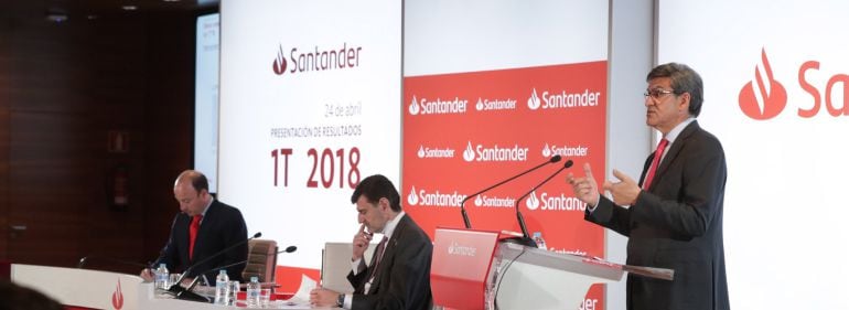 El consejero delegado del Banco Santander, José Antonio Álvarez, presenta los resultados del primer trimestre del año