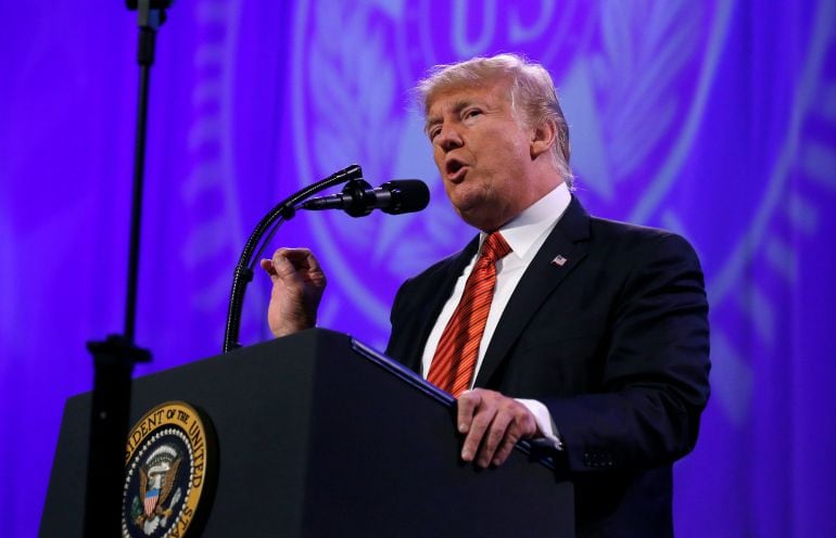 El presidente de los EEUU, Donald Trump, durante su discurso ante la National Convention of the American Legion 