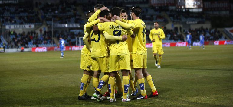 Los jugadores del Villarreal celebran su clasificación a las semifinales de Copa de Rey