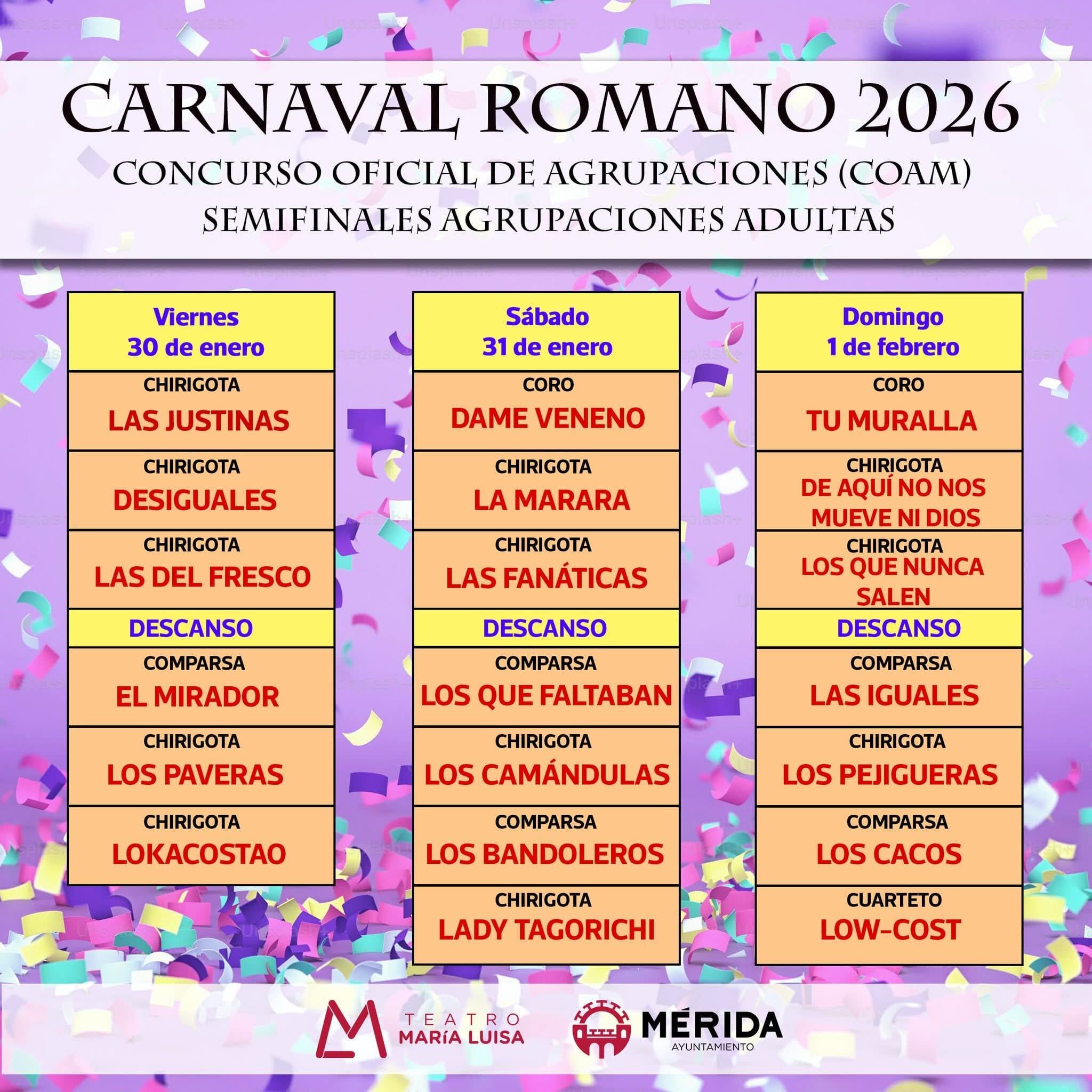 Orden actuación agrupaciones adultas COAM