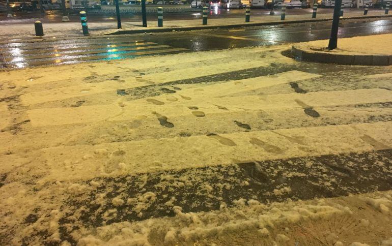 Nieve caída en el entorno del Recinto Ferial de Albacete
