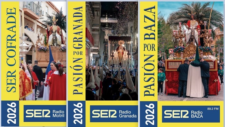 Portadas de las guías de Semana Santa de Granada, Motril y Baza 2026