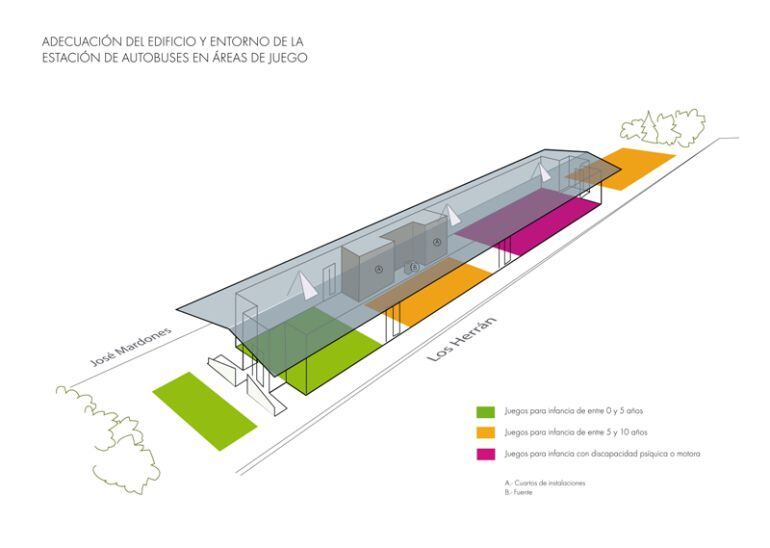 Diseño del parque cubierto de juegos infantiles