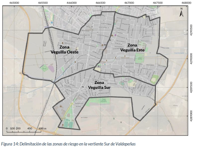 Imagen de la vertiente sur de las inundaciones de Valdepeñas (Ciudad Real)