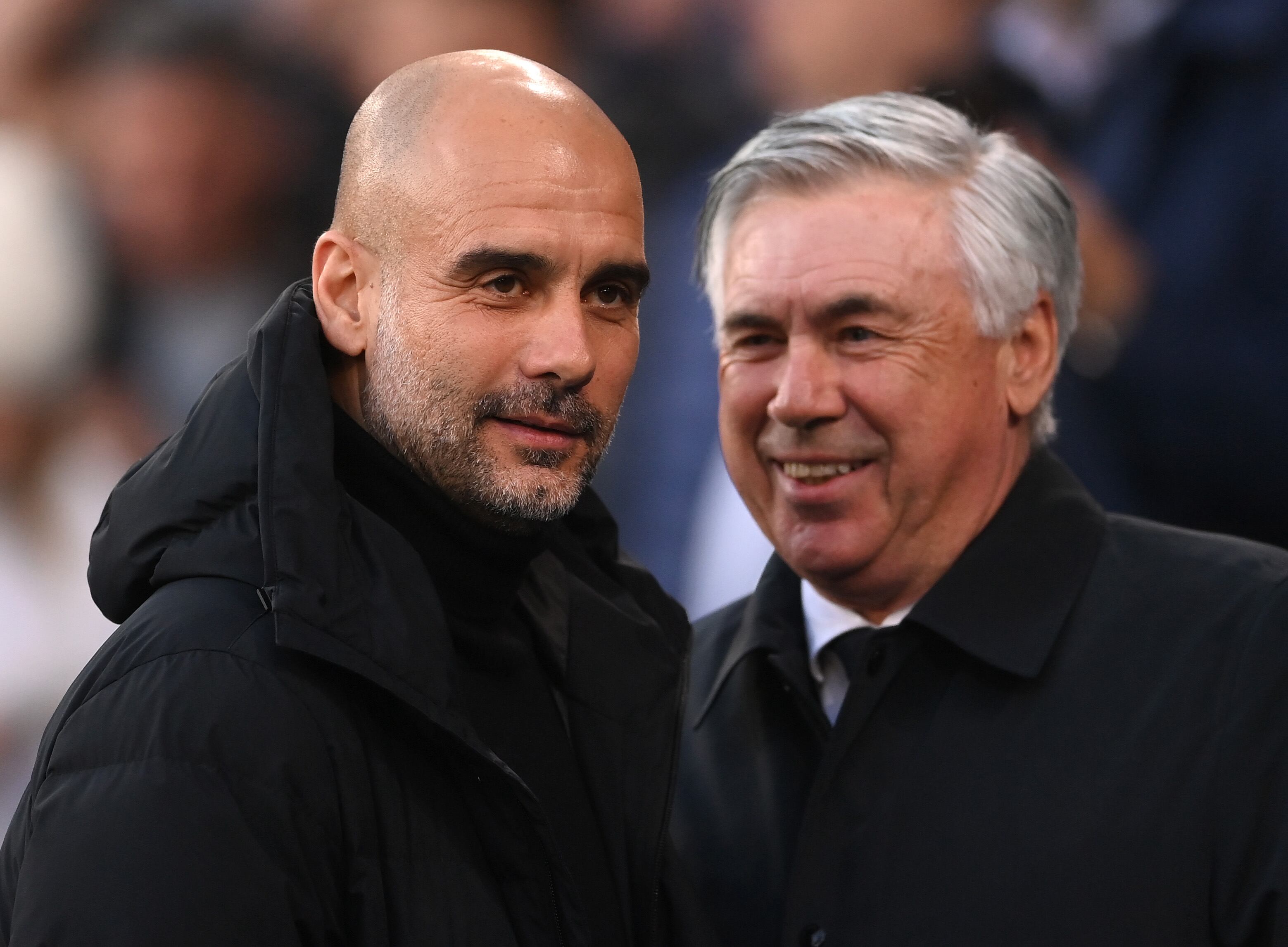 Pep Guardiola, entrenador del Manchester City, y Carlo Ancelotti, técnico del Real Madrid.