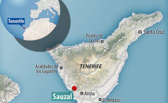 Mapa de Tenerife, según el Daily Mail