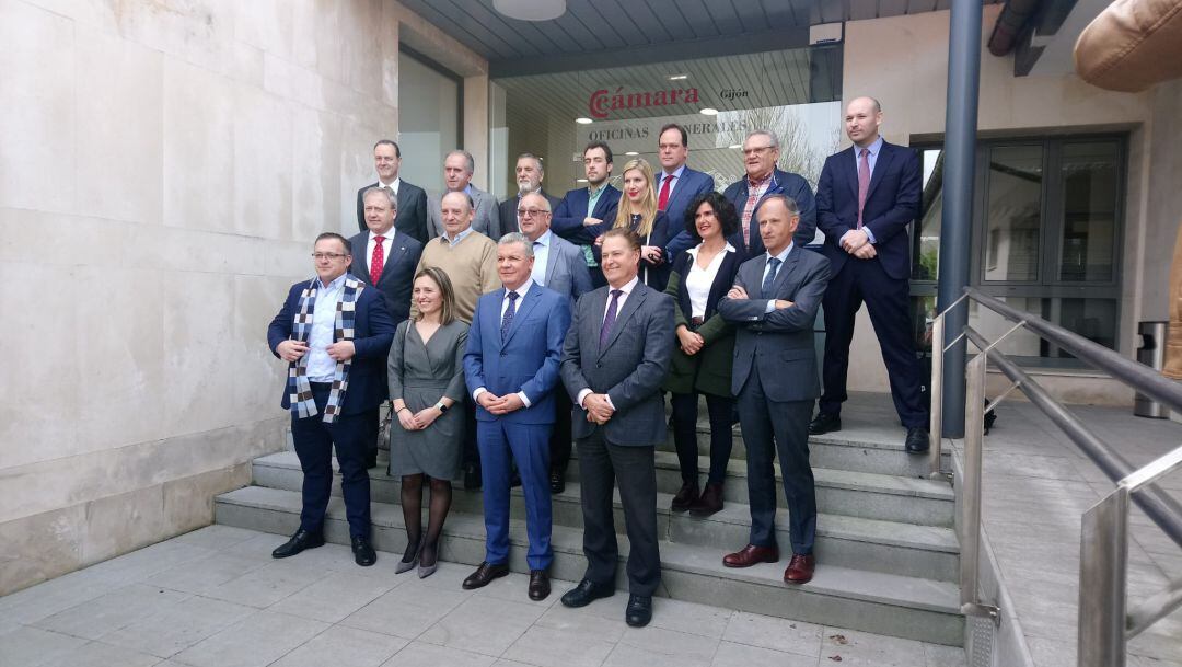 El presidente de Fade, Belarmino Feito, durante un encuentro con la Cámara de Comercio de Gijón. 