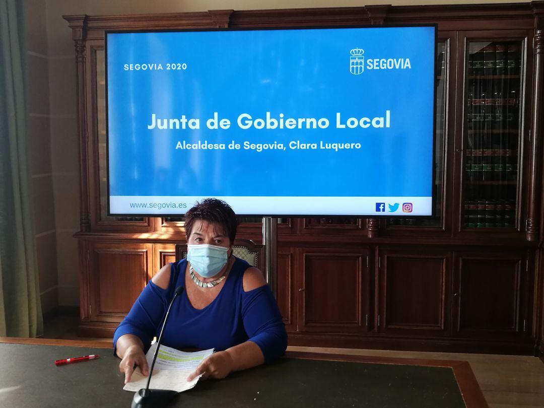 Clara Luquero, alcaldesa de Segovia, en rueda de prensa. Foto Archivo