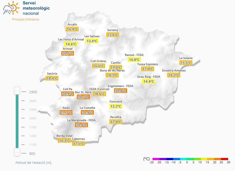 Mapa dels registres de les estacions meteorològiques