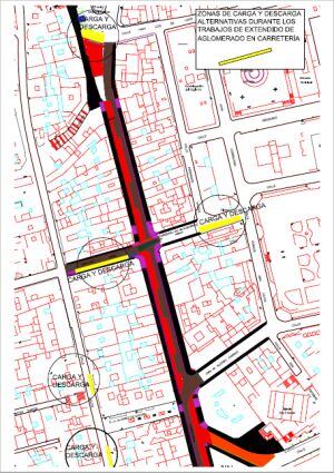Plano de la reordenación de carga y descarga en el centro de Cuenca.