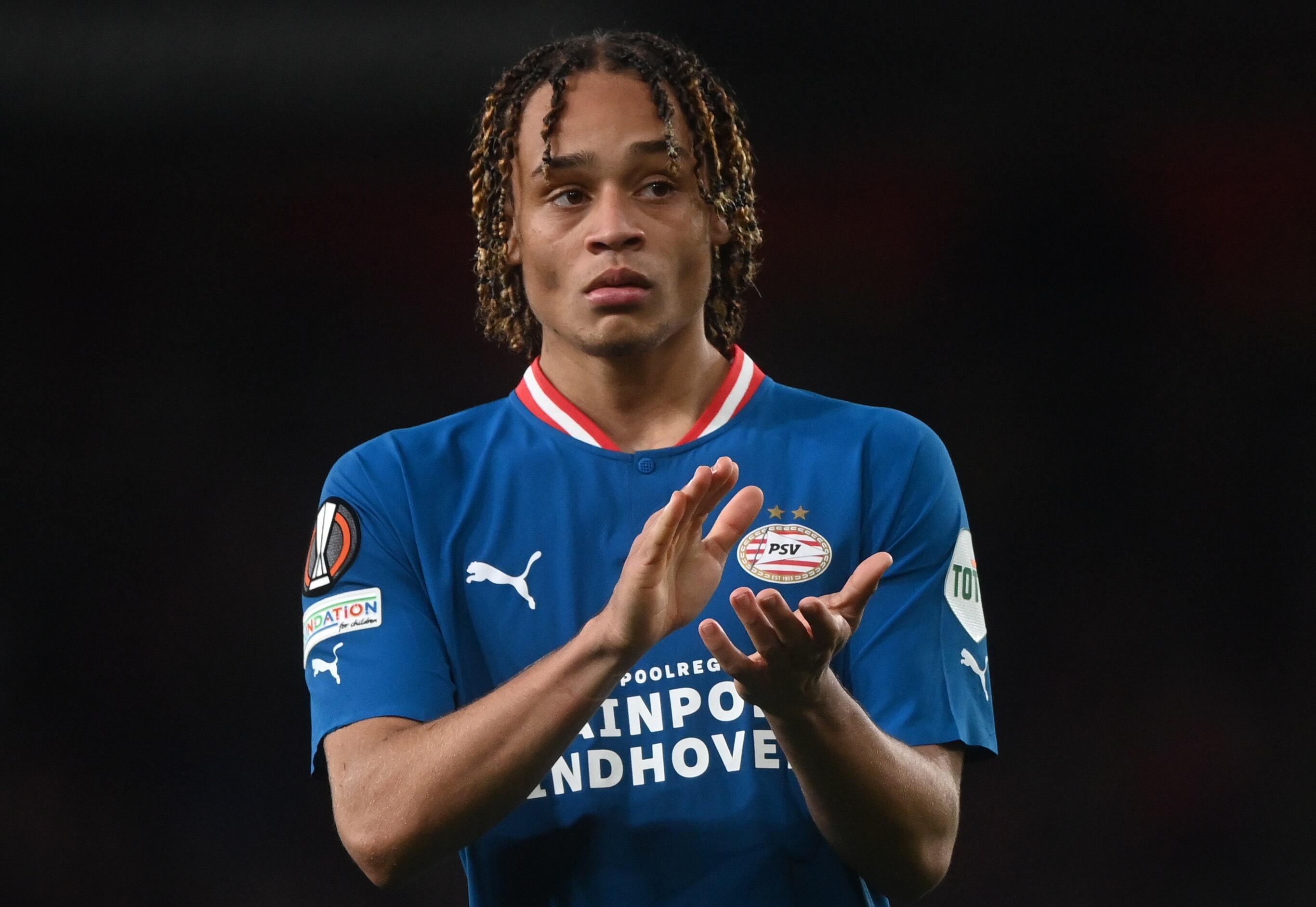 Xavi Simons, en un partido con el PSV Eindhoven