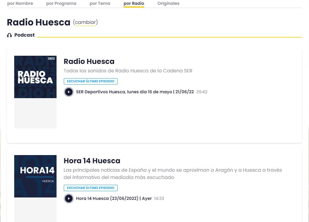 Disfruta de todos los podcast de Radio Huesca en su web y en la app de la SER para dispositivos móviles.