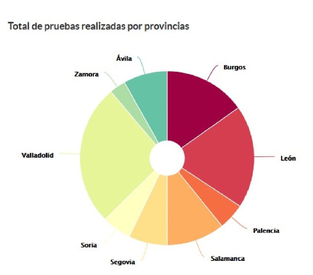 Porcentaje de pruebas en Castilla y León