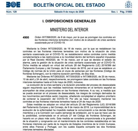 Orden del ministerio del Interior publicada este sábado en el Boletín Oficial del Estado por la que se mantienen los controles y las limitaciones en los pasos fronterizos terrestres durante la prórroga del estado de alarma.