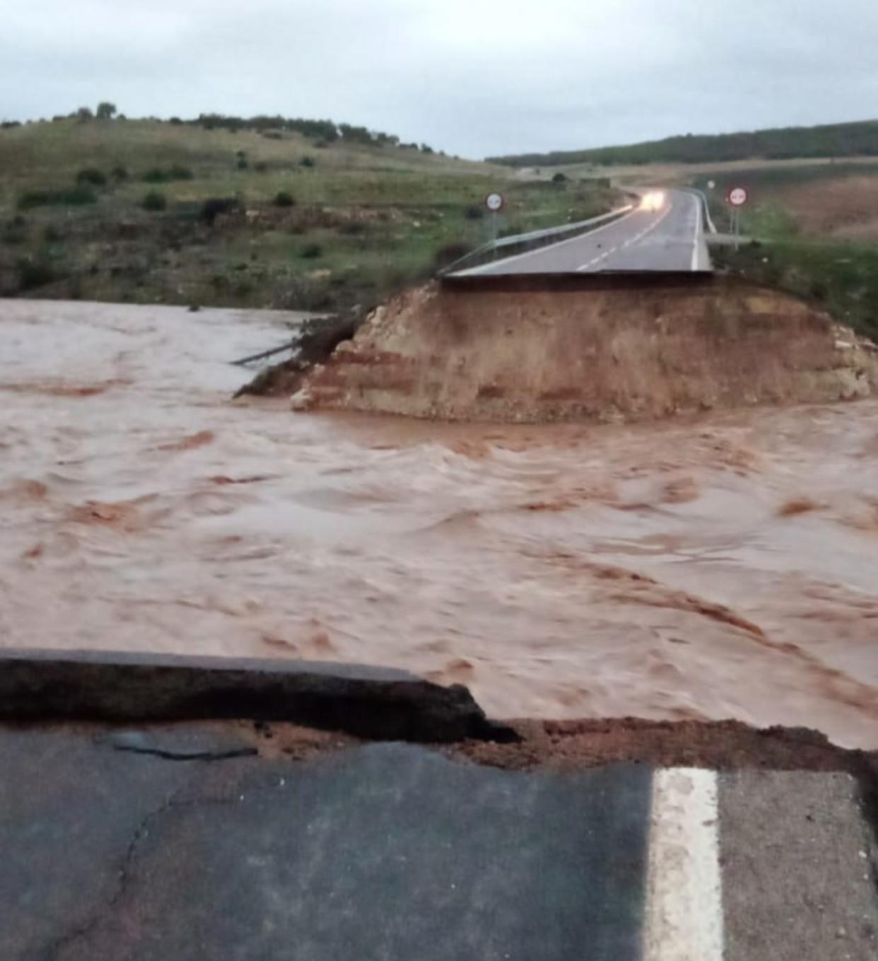 Inundaciones, cortes de carretera y otros daños materiales por la DANA en la comarca de Molina de Aragón (Guadalajara)