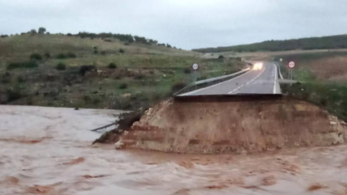 Inundaciones, cortes de carretera y otros daños materiales por la DANA en la comarca de Molina de Aragón (Guadalajara)